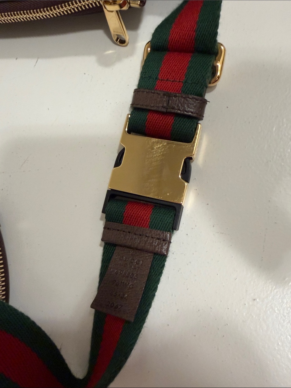 Gucci Brown GG Supreme Canvas Belt Bag with Green and Red - Picture 3 of 5